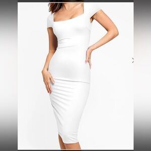 Poplush Classic White Midi Dress